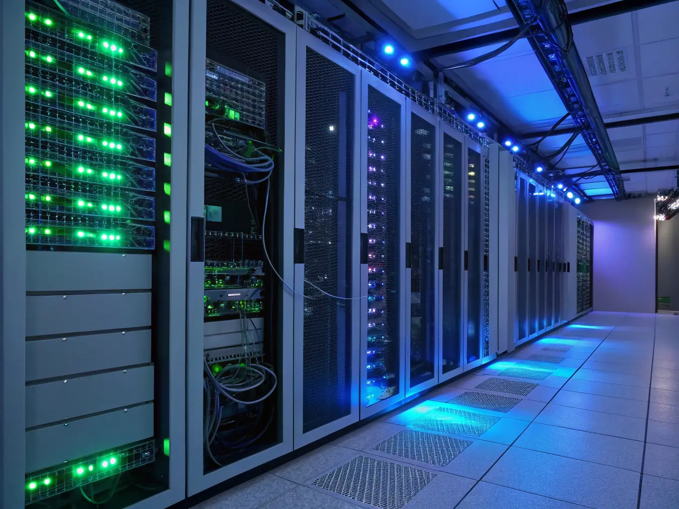 A technician installing a network cable in a server room in Dhaka, Bangladesh, highlighting IT infrastructure and networking services for businesses.